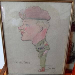 Vintage WWII British Army Cartoon Drawing original